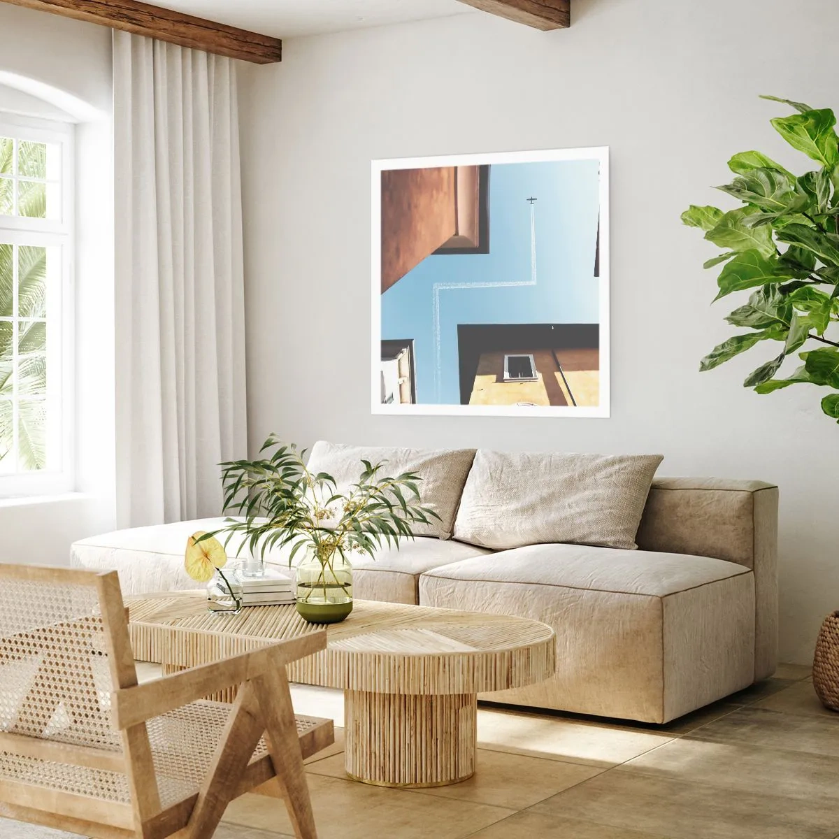 Poster - Boven het doolhof van de stad - 60x60 cm