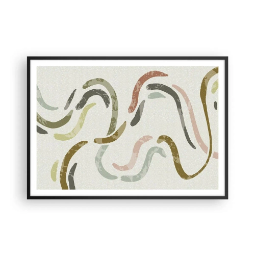 Poster in een zwarte lijst - Een vrolijke dans van abstractie - 100x70 cm
