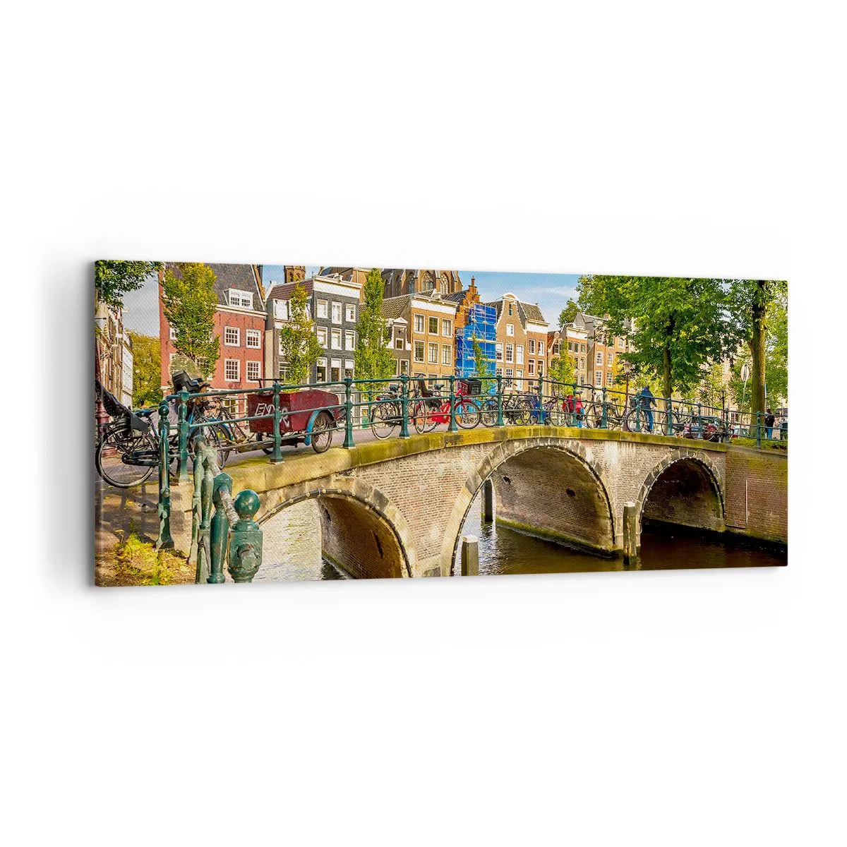 Schilderen op canvas - Lente aan de gracht - 100x40 cm