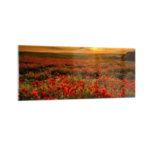 Schilderen op glas - Tussen de golven van ruisende weiden, tussen de bloemen van de vloed - 100x40 cm