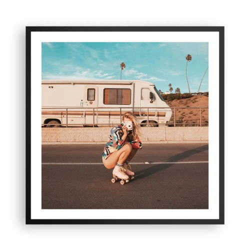 Poster in een zwarte lijst - Lach alsjeblieft! - 60x60 cm