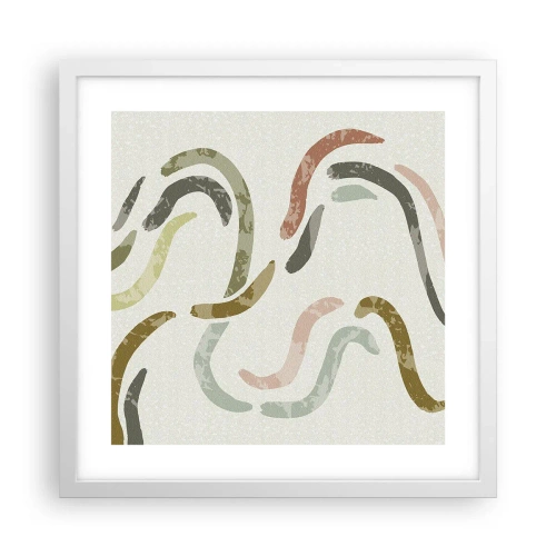 Poster in een witte lijst - Een vrolijke dans van abstractie - 40x40 cm