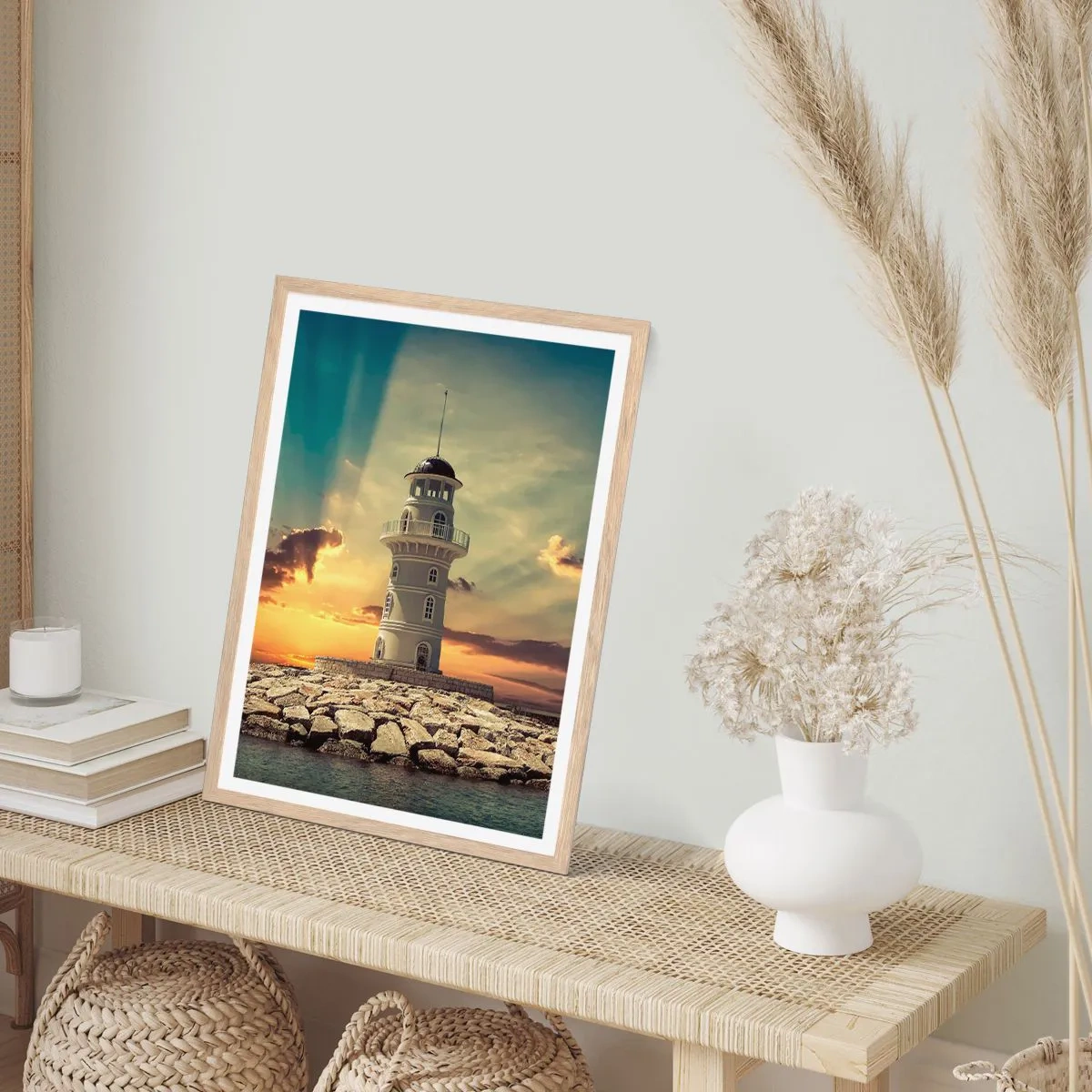 Een poster in een licht eiken lijst - Licht - Goed - Schoonheid - 70x100 cm