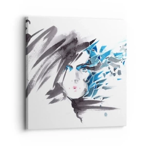 Schilderen op canvas - Sensueel portret in grijs en blauw - 30x30 cm