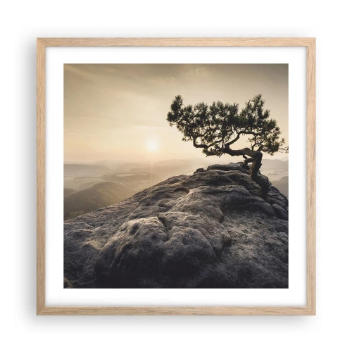 Een poster in een licht eiken lijst - Het leven wint altijd - 50x50 cm