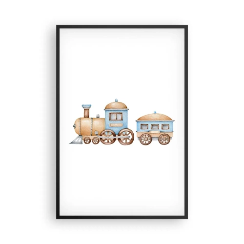 Poster in een zwarte lijst - Hij staat op het station... - 61x91 cm