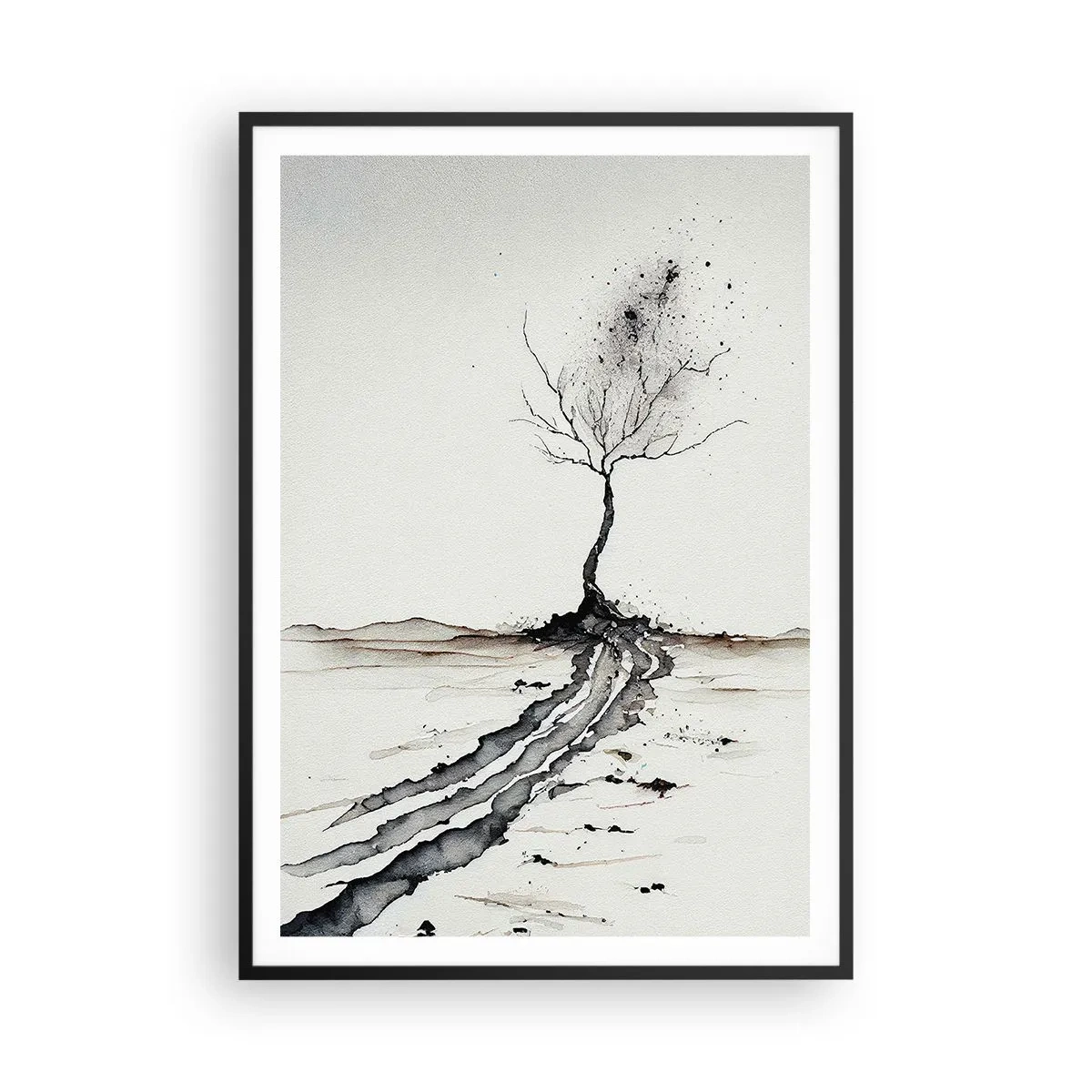 Poster in een zwarte lijst - Winterse melancholie - 70x100 cm
