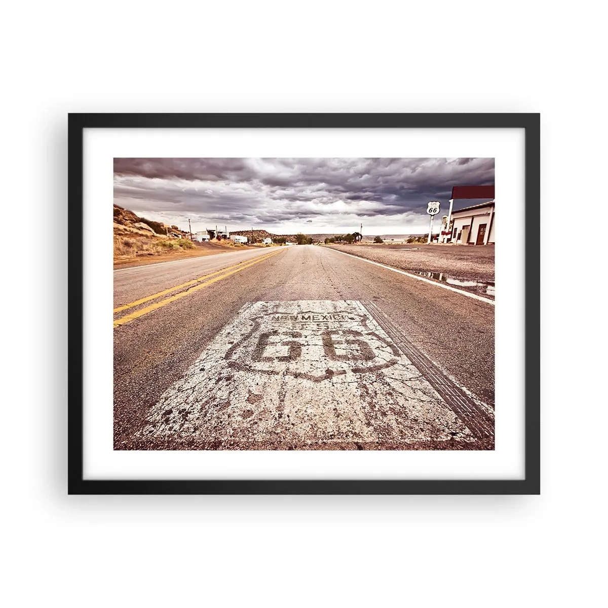 Poster in een zwarte lijst - Mother Road - een Amerikaanse legende - 50x40 cm