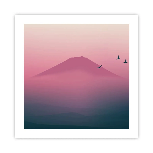 Poster - Wandelaars boven de wolken - 50x50 cm