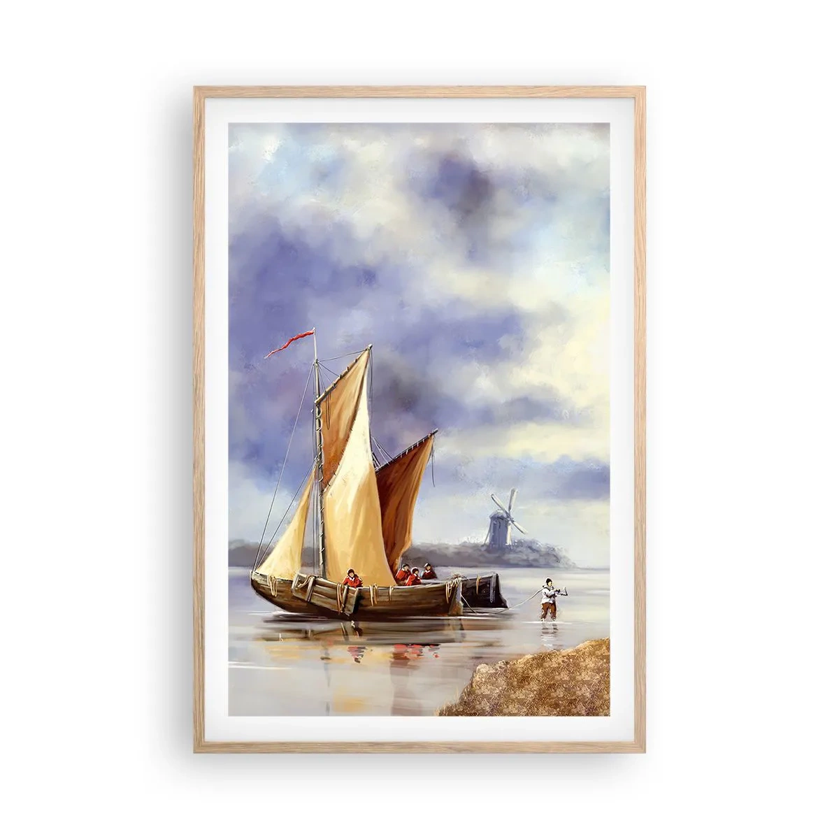 Een poster in een licht eiken lijst - De terugkeer van zeelieden - 61x91 cm