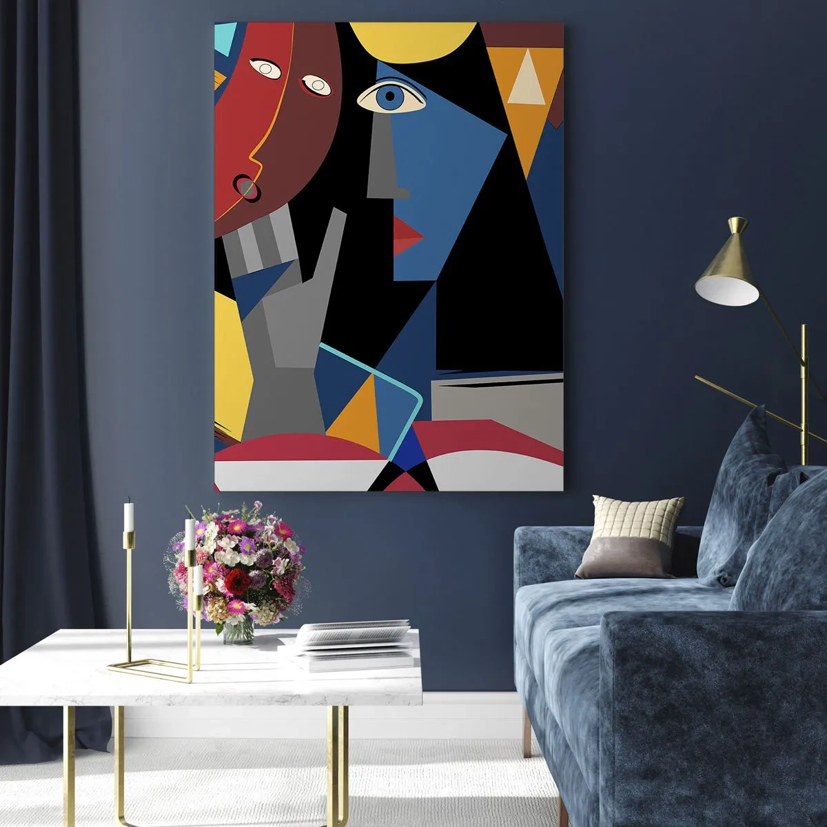 Schilderen op glas - Een gesprek tussen kubisten - 70x100 cm