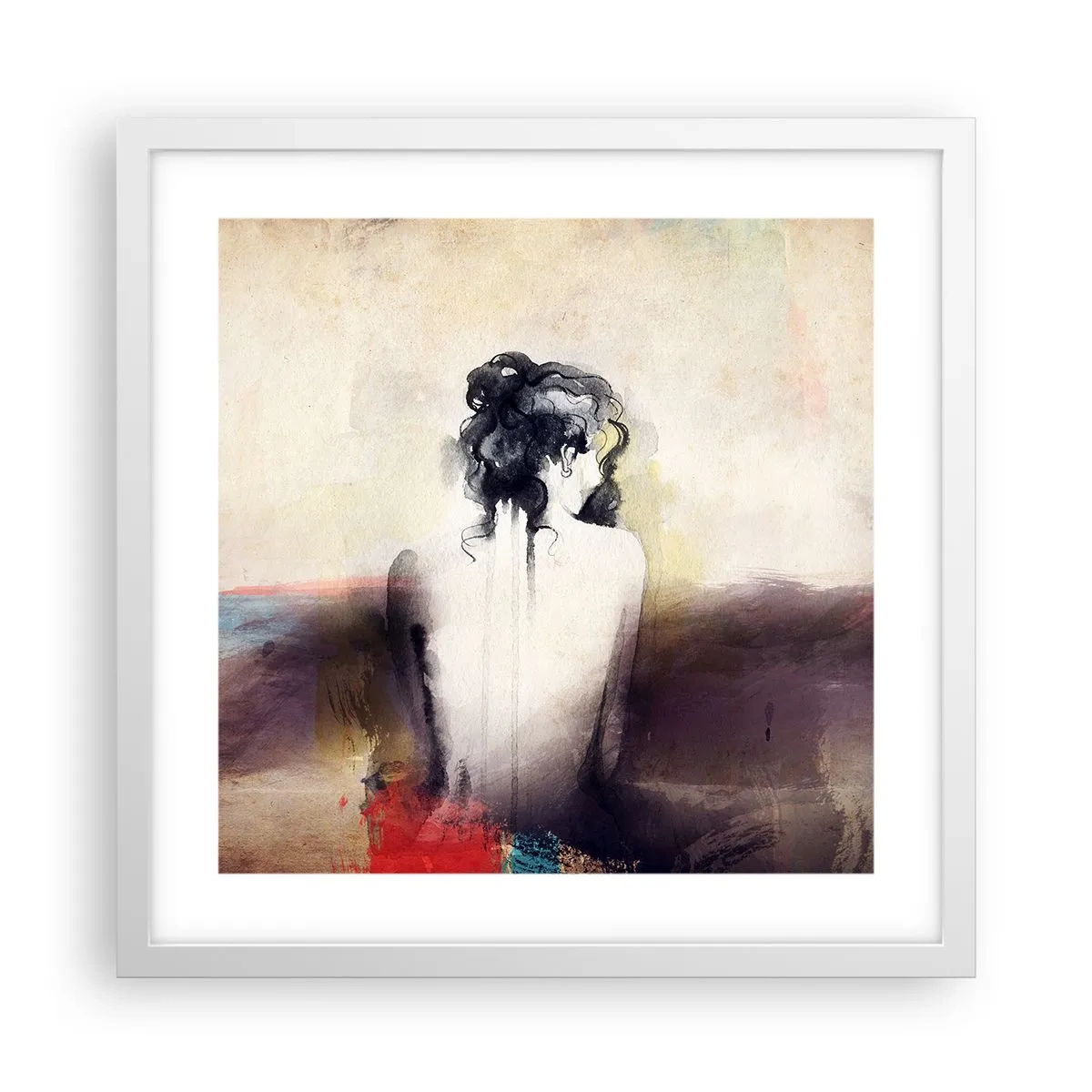 Poster in een witte lijst - Vloeiende lijnen, ovale vormen - 40x40 cm