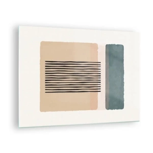 Schilderen op glas - Geometrische compositie met strepen en kleurblokken - 70x50cm - Alles is oke - Moderne wanddecoratie voor woonkamer en slaapkamer ARTTOR