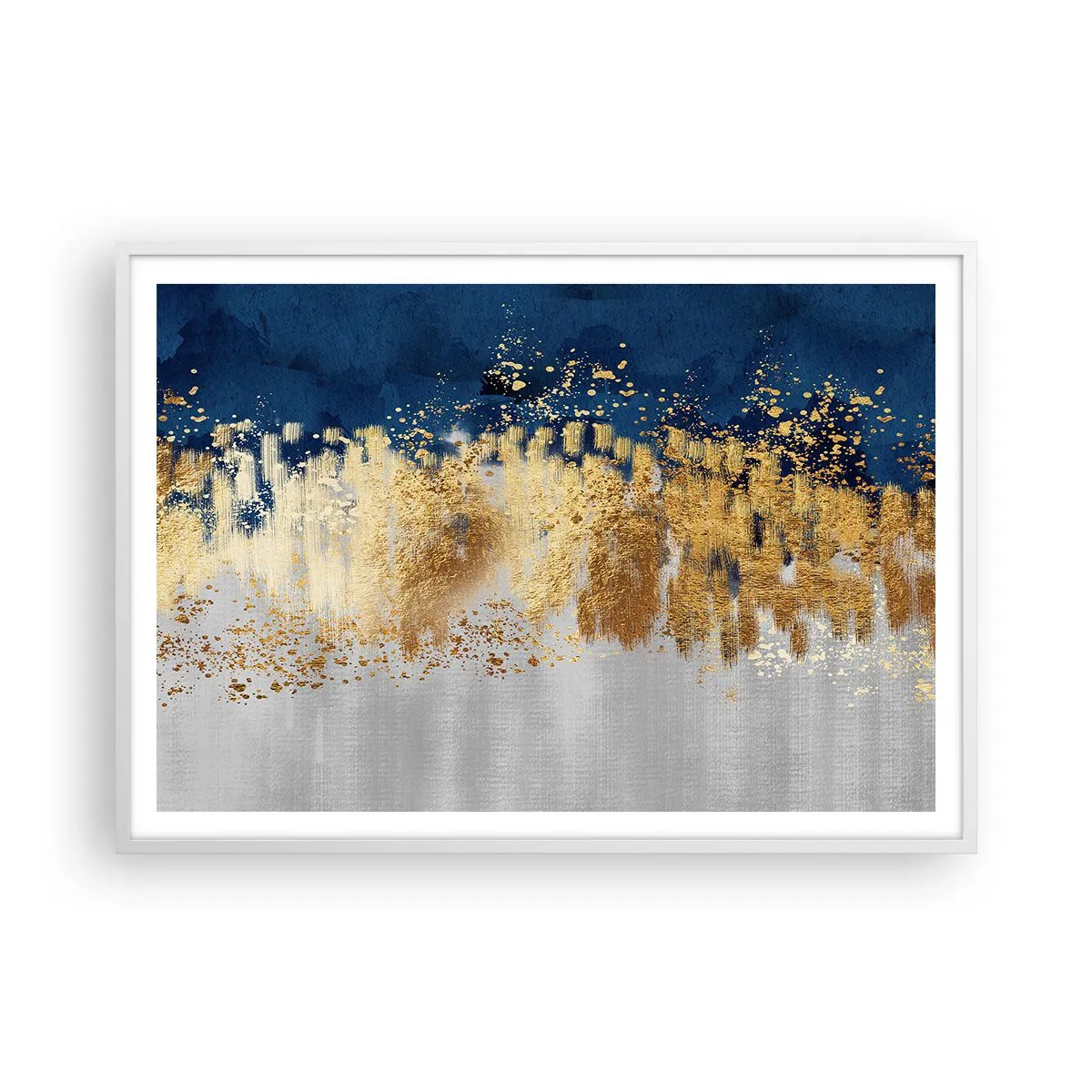 Poster in een witte lijst - Een moderne compositie met sprankeling - 100x70 cm