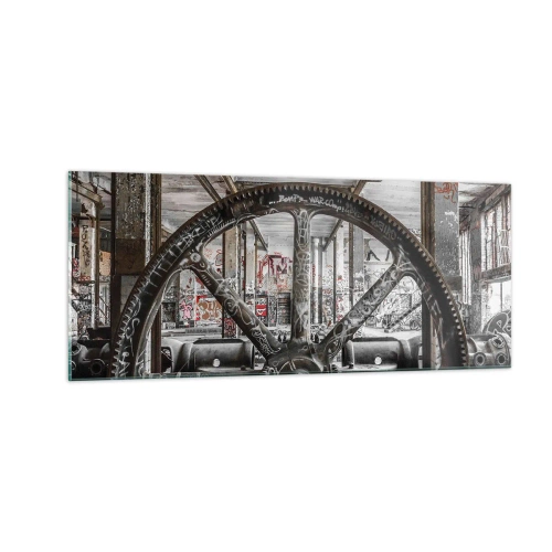 Schilderen op glas - Het geheime leven van de fabriek - 100x40 cm
