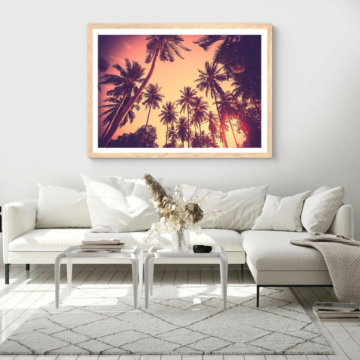 Een poster in een licht eiken lijst - Een tropische variant - 100x70 cm