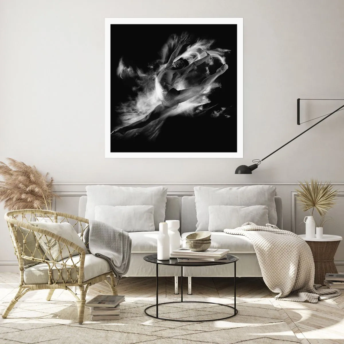 Poster - Vast tijdens de vlucht - 50x50 cm