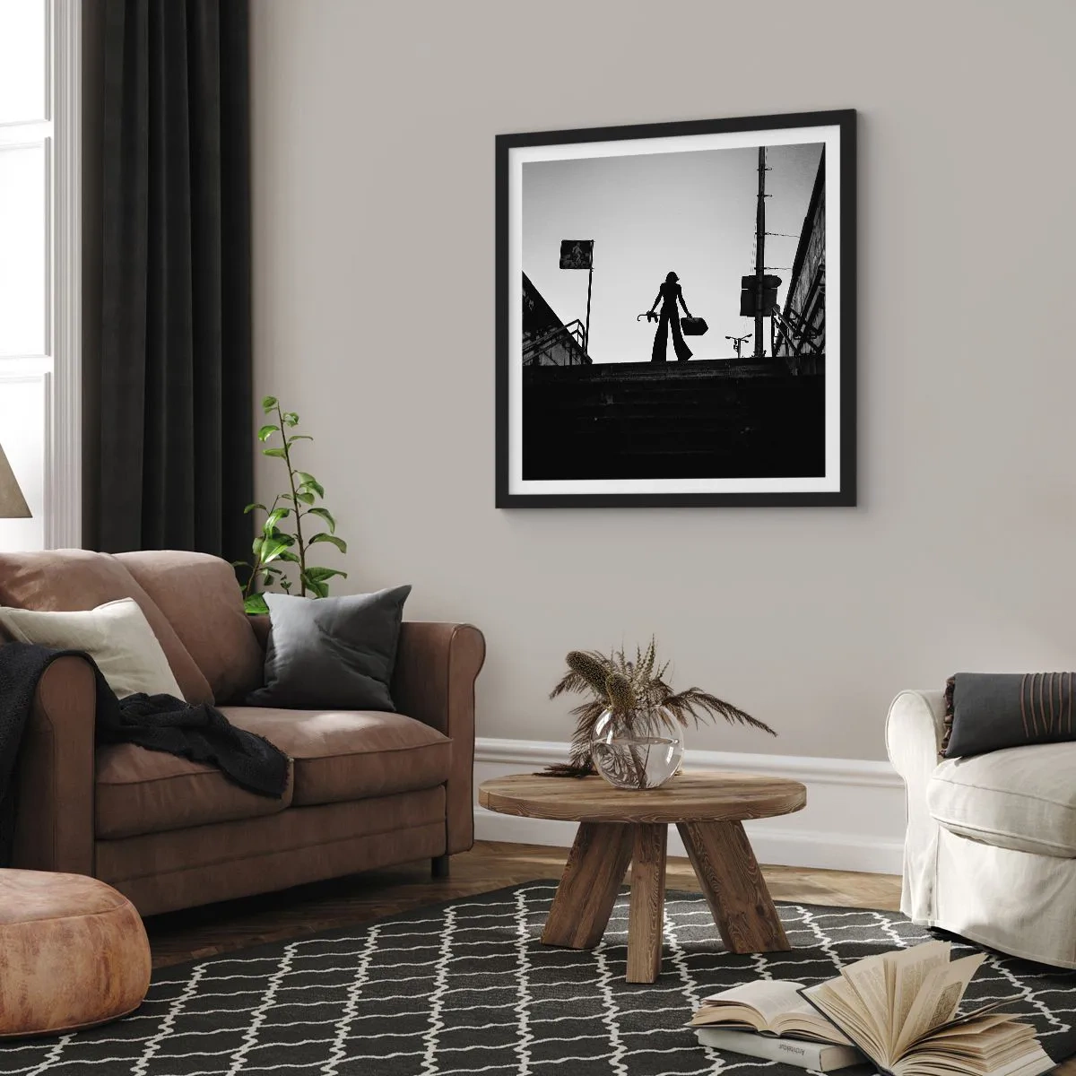 Poster in een zwarte lijst - Stedelijk dwalen - 40x40 cm