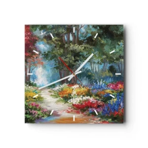 Wandklok - Klok - Bostuin, bloemenbos - 40x40 cm