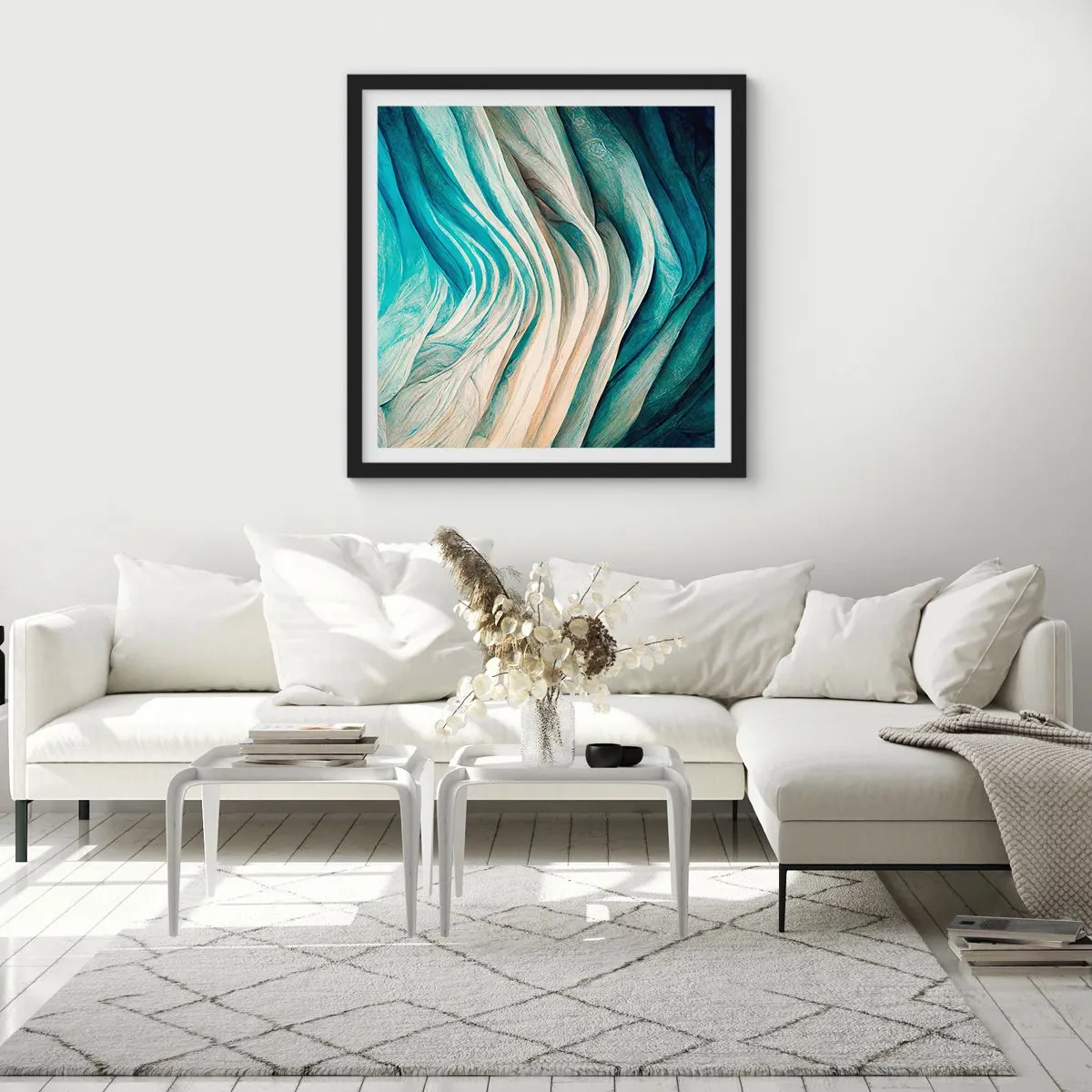 Poster in een zwarte lijst - Blauwe onverzadigbaarheid - 50x50 cm