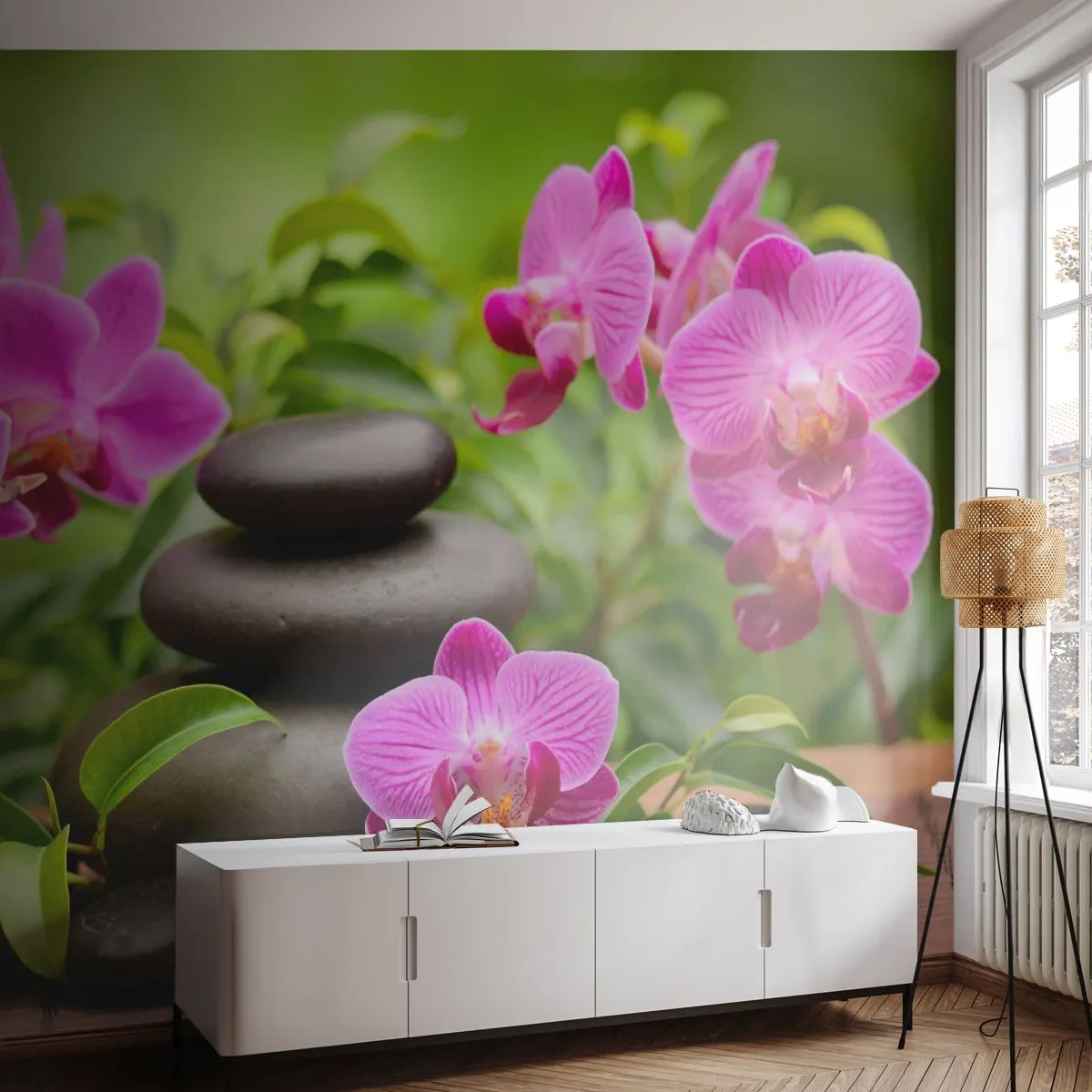 Zelfklevend Fotobehang Deluxe Sticker - De piramide van vrede - Bloemen, Orchidee, Orchidee - 250x175 cm