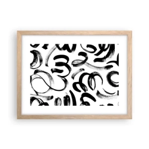 Een poster in een licht eiken lijst - Zwart op wit - 40x30 cm