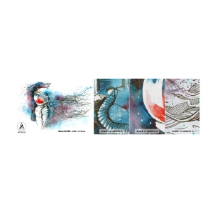 Fotobehang Monster Premium Canvas - Alleen met de kosmos - Astronaut, Kosmonaut, Abstractie - 100x30 cm