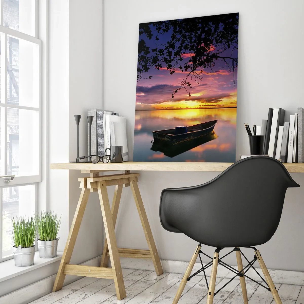 Schilderen op glas - "Je lijkt midden in de lucht te hangen..." - 50x70 cm