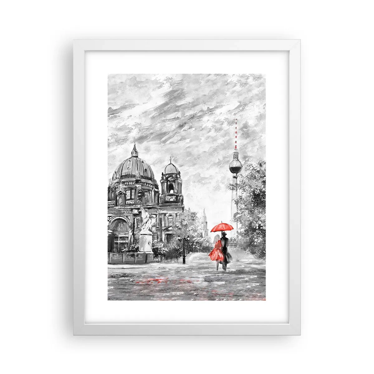 Poster in een witte lijst - Berlijn bijeenkomst - 30x40 cm