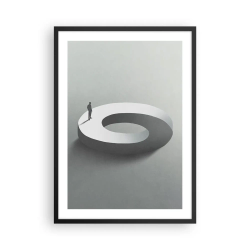 Poster in een zwarte lijst - Een minimalistische figuur op een geometrische structuur - 50x70cm - En wees hier slim - Moderne wanddecoratie voor woonkamer en slaapkamer ARTTOR