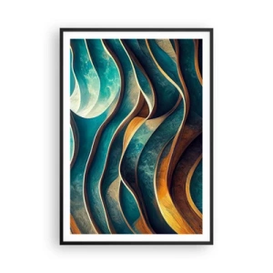 Poster in een zwarte lijst - Meanders van blauw - 70x100 cm