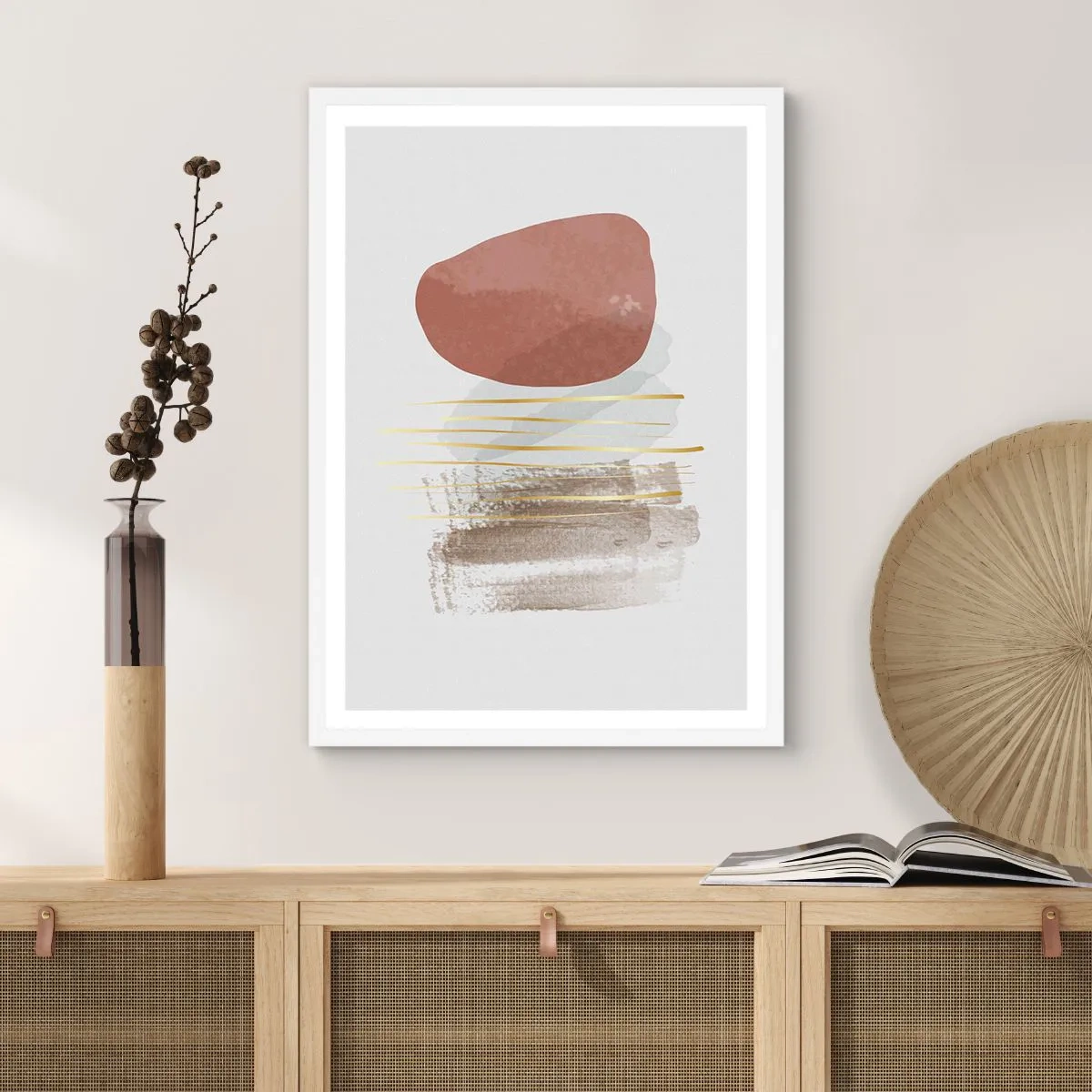 Poster in een witte lijst - Abstracte zuilengalerij - 61x91 cm