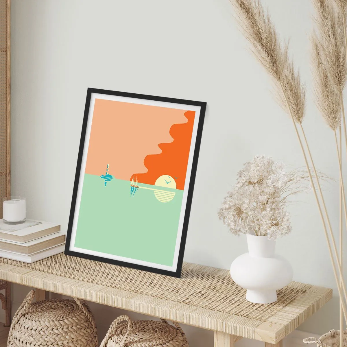 Poster in een zwarte lijst - Het perfecte zeelandschap - 61x91 cm
