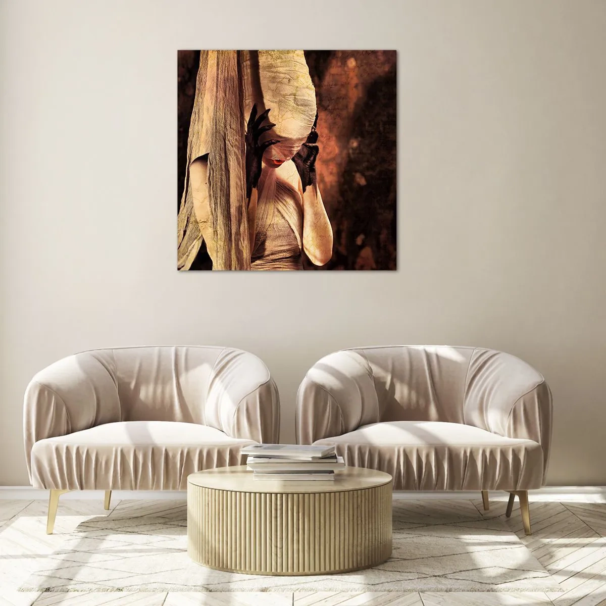 Schilderen op glas - Tussen goed en kwaad - 70x70 cm