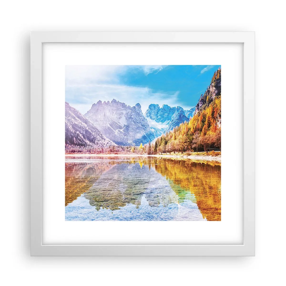 Poster in een witte lijst - En het is al herfst in de bergen - 30x30 cm