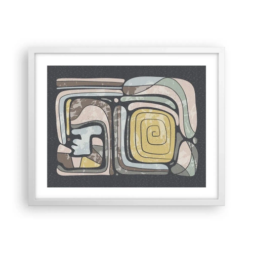 Poster in een witte lijst - Abstractie in de precolumbiaanse geest - 50x40 cm