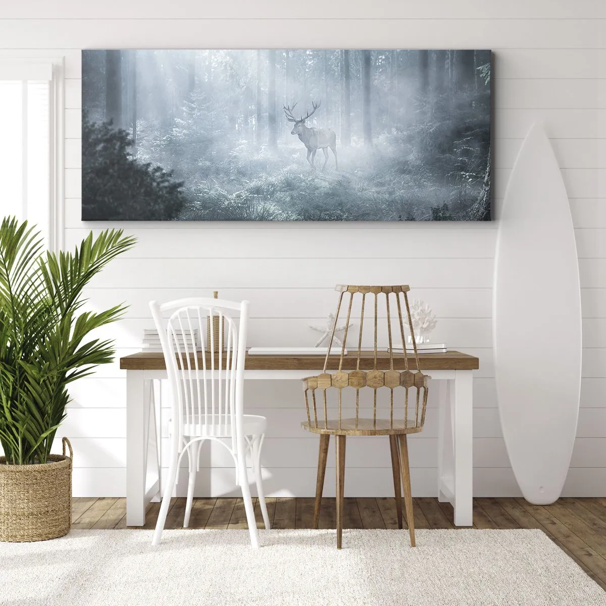 Schilderen op canvas - Ochtendbezoek aan het landgoed - 140x50 cm