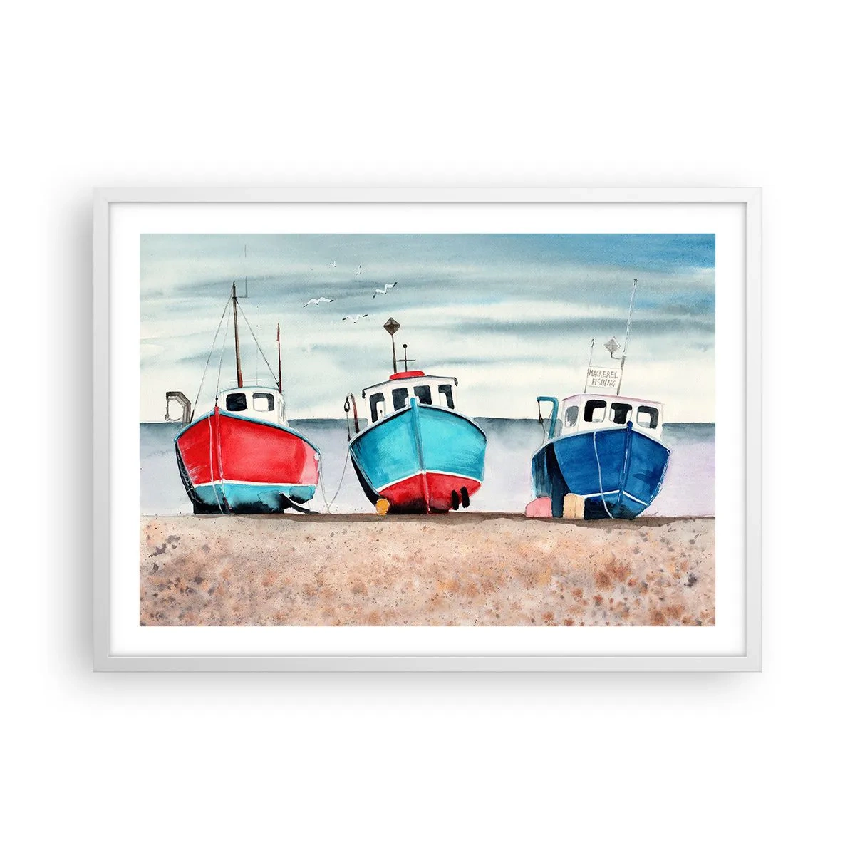 Poster in een witte lijst - Klaar om te vissen - 70x50 cm