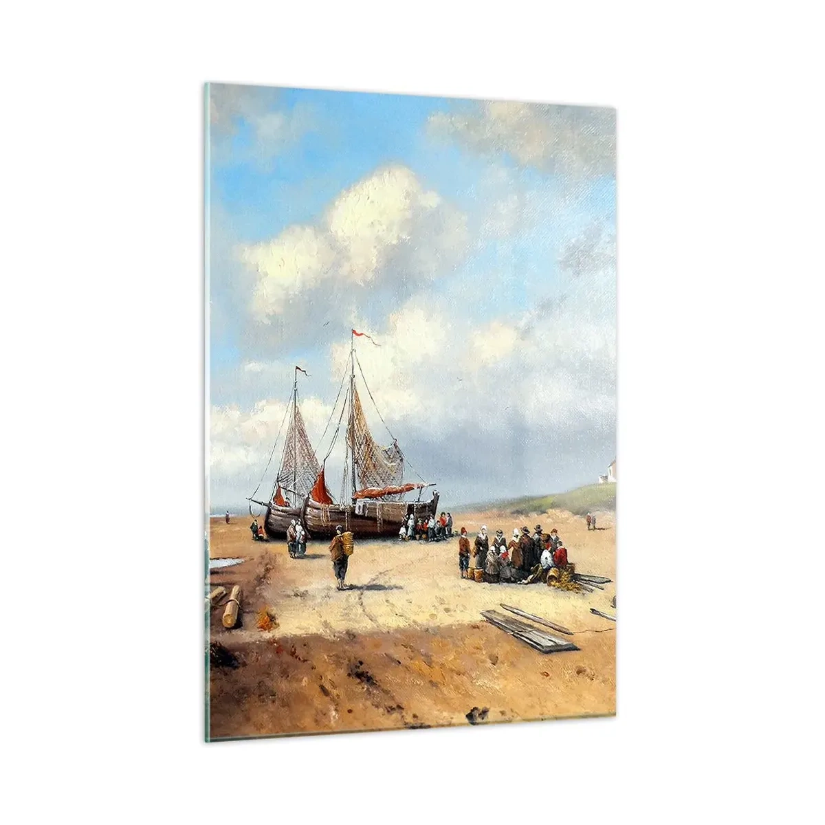 Schilderen op glas - Na een geslaagde vangst - 50x70 cm