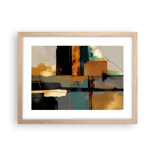 Een poster in een licht eiken lijst - Abstractie – licht en schaduw - 40x30 cm