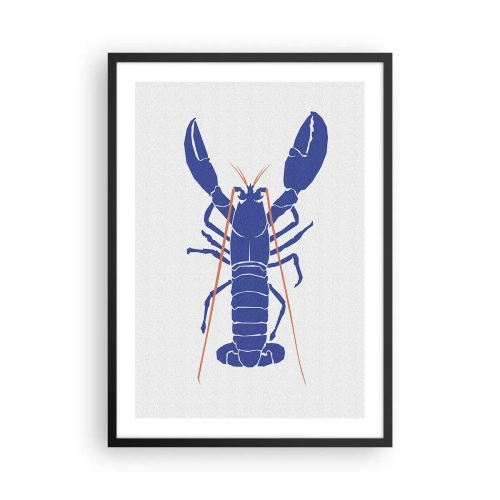 Poster in een zwarte lijst - Contrastrijke kreeftenafbeelding in minimalistische stijl - 50x70cm - Heerlijke kreeft in granaatappel - Moderne wanddecoratie voor woonkamer en slaapkamer ARTTOR
