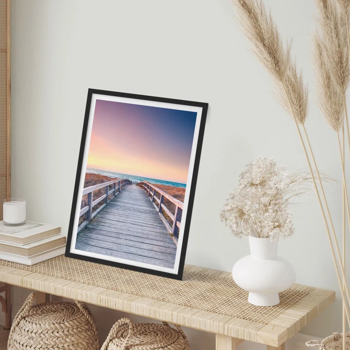 Poster in een zwarte lijst - Baltische avond aurora - 30x40 cm