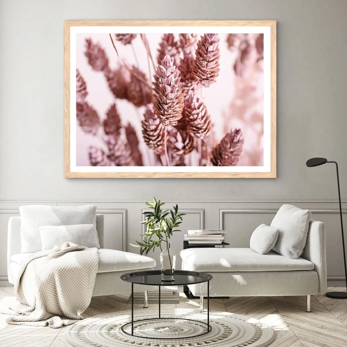 Een poster in een licht eiken lijst - Schijnbaar onopvallend - 100x70 cm