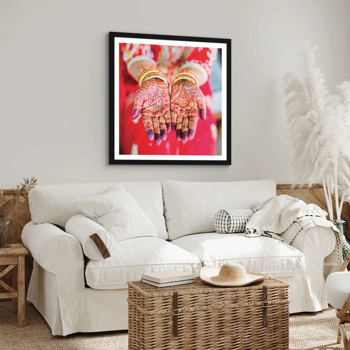 Poster in een zwarte lijst - Klaar om je geluk te vangen? - 60x60 cm