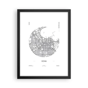 Poster in een zwarte lijst - Anatomie van Doha - 30x40 cm