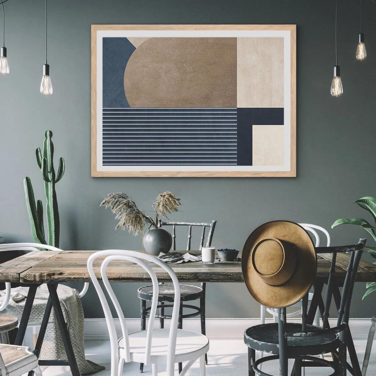 Een poster in een licht eiken lijst - Een compositie van eenvoud en rondheid - 40x30 cm