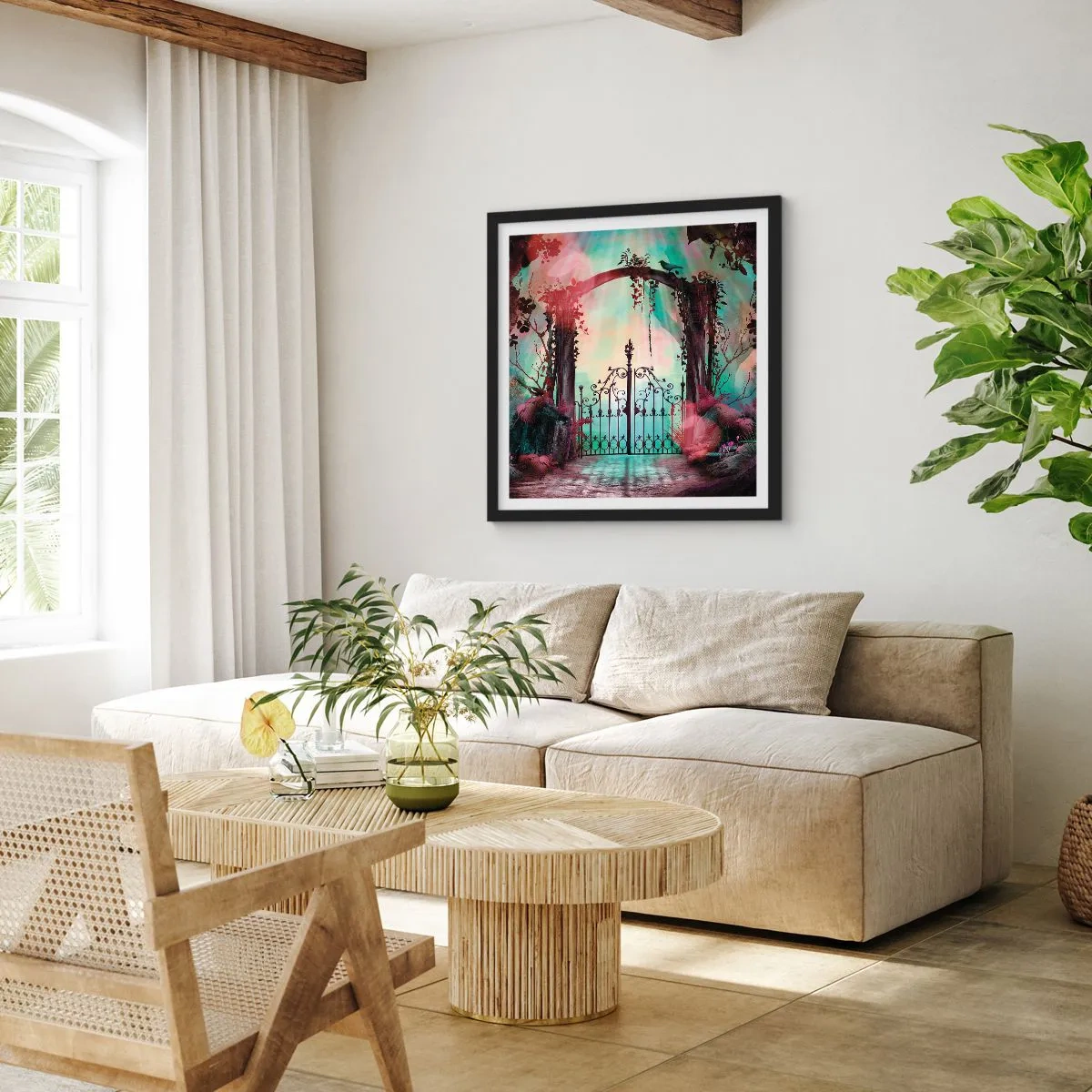Poster in een zwarte lijst - Geheime Tuin - 30x30 cm