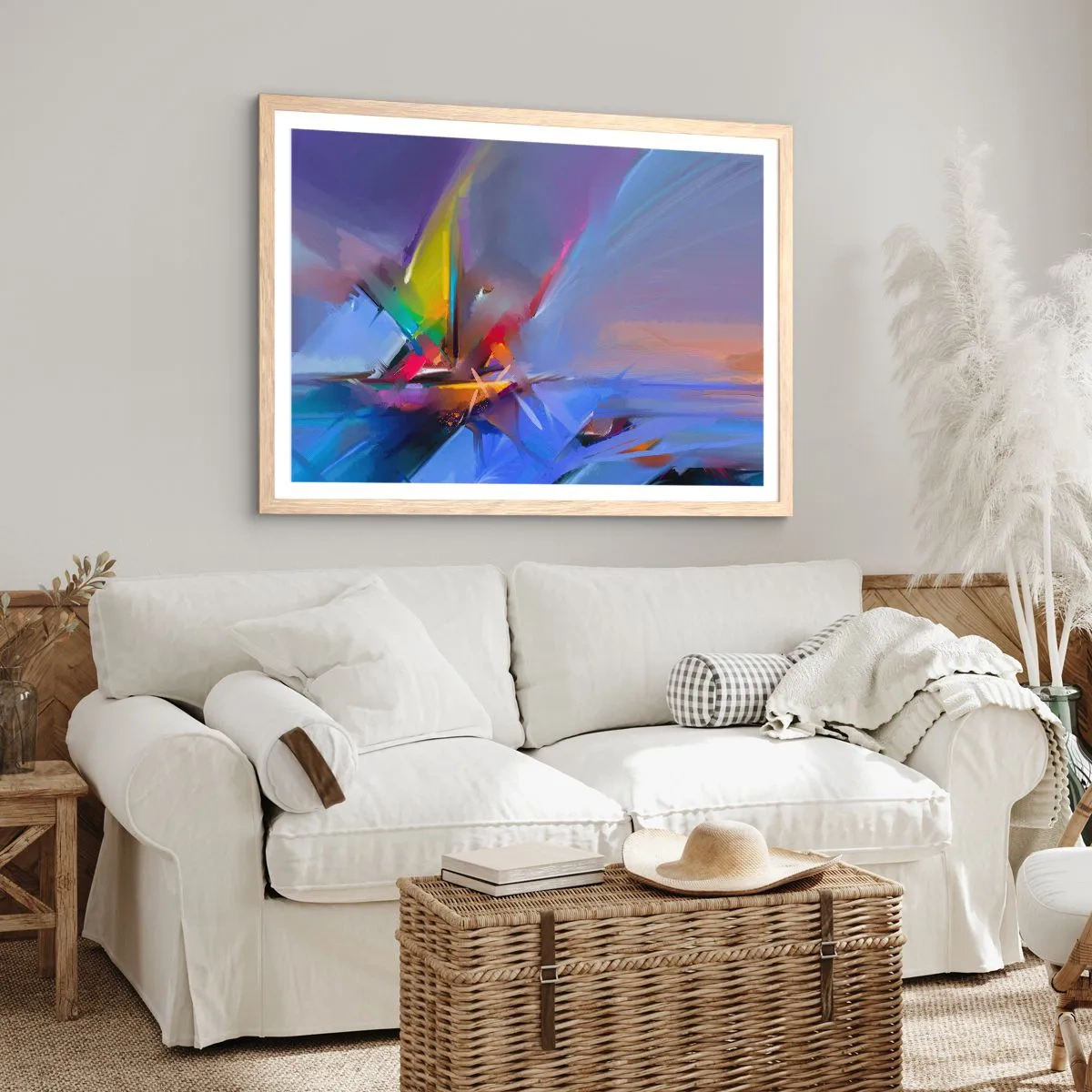 Een poster in een licht eiken lijst - Propellers als een vogel - 100x70 cm