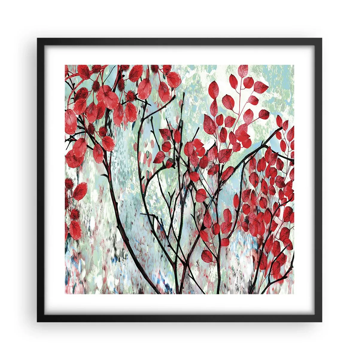 Poster in een zwarte lijst - Boom in scharlaken - 50x50 cm