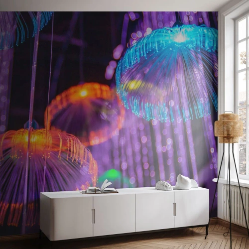 Zelfklevend Fotobehang Deluxe Sticker - Lichte fontein - Neon, Lichten, Luminantie - 500x350 cm